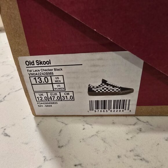 VANS Old Skool Fat Lace Checker Black VN0A2Z42BM8 Mens US Size 13 Rare NEW - Picture 10 of 14